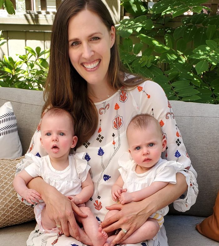 Tijana McAllister holding twins - Postpartum doula in the Lower Mainland, serving North Vancouver, Vancouver, West Vancouver, Squamish, Burnaby, New West, Port Coquitlam